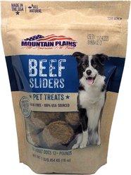 Mountain Plains All American Pet Treats Beef Sliders Grain-Free Dog Treats, 1-lb bag slide 1 of 6