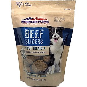 Mountain Plains All American Pet Treats Beef Sliders Grain-Free Dog Treats, 1-lb bag