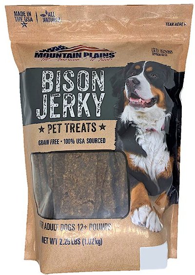 Show full view: Mountain Plains All American Pet Treats Bison Jerky Grain-Free Dog Treats, 2.25-lb bag slide 1 of 7