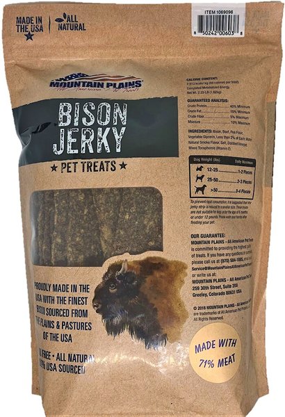 Show full view: Mountain Plains All American Pet Treats Bison Jerky Grain-Free Dog Treats, 2.25-lb bag slide 3 of 7