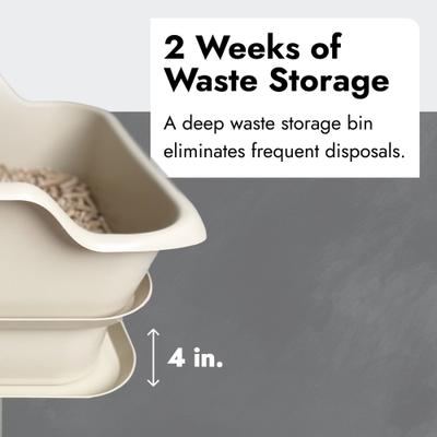 Show full view: Mr. Catman Sifting Cat Litter Box with Sifter Pan & 7-Day Waste Storage Tray, Large, Beige slide 3 of 11