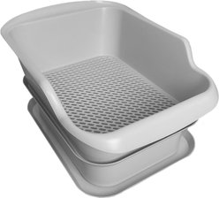 Mr. Catman Sifting Cat Litter Box with Sifter Pan & 7-Day Waste Storage Tray, Large, Gray