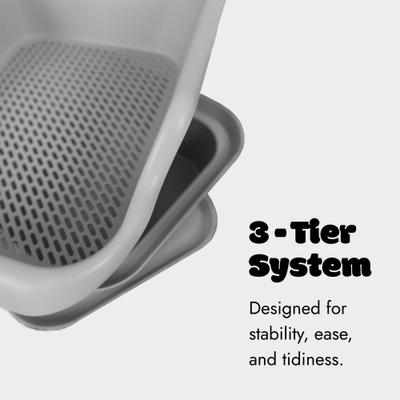 Show full view: Mr. Catman Sifting Cat Litter Box with Sifter Pan & 7-Day Waste Storage Tray, Large, Gray slide 6 of 10