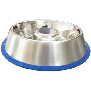 Mr. Peanut's Non-Skid Stainless Steel Slow Feeder Dog Bowl, Small: 1.25-cup