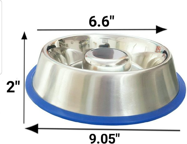 Mr. Peanut's Non-Skid Stainless Steel Slow Feeder Dog Bowl, Small: 1.25-cup