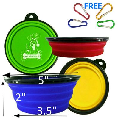 Show full view: Mr. Peanut's Premium Collapsible Non-Skid Silicone Dog & Cat Bowls, 1.5-cup, 3 count slide 2 of 10