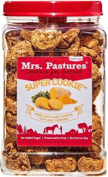 Show full view: Mrs. Pastures Natural Sweet Potato Super Cookie Horse Treats, 1.5-lb jar slide 1 of 4