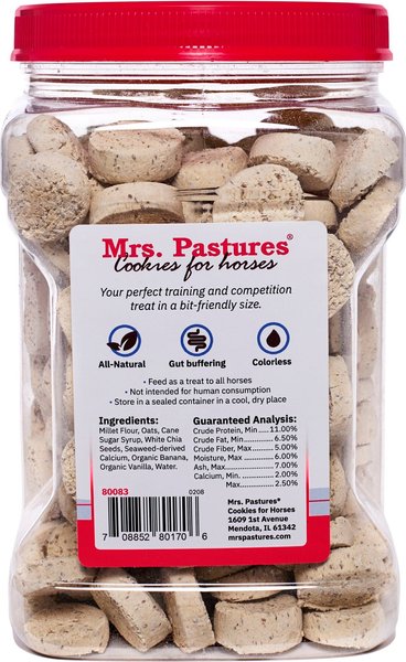 Show full view: Mrs. Pastures Natural Vanilla & Banana Ring Ready Cookie Horse Treats, 36-oz jar slide 2 of 3