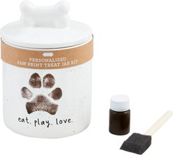 Mud Pie Paw Print Treat Dog Food Storage Container, White