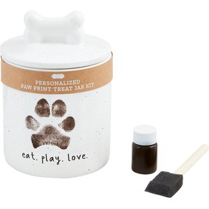 Mud Pie Paw Print Treat Dog Food Storage Container, White