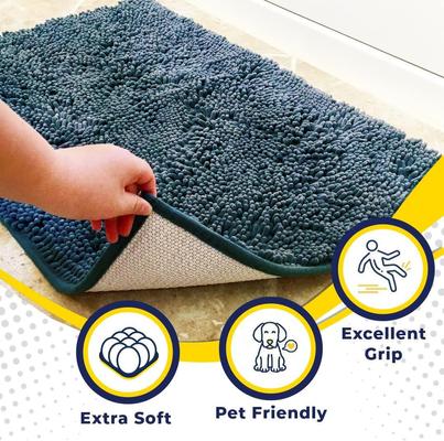Show full view: Muddy Mat Highly Absorbent Chenille Dog Door Mat, Atlantic Blue, 19 x 30-in slide 2 of 9