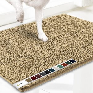 Muddy Mat Highly Absorbent Chenille Dog Door Mat, Beige, 19 x 30-in