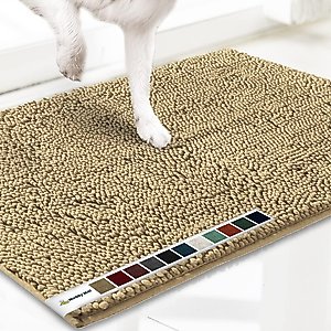 Muddy Mat Highly Absorbent Chenille Dog Door Mat, Beige, 18 x 28-in