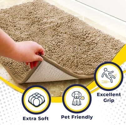 Show full view: Muddy Mat Highly Absorbent Chenille Dog Door Mat, Beige, 18 x 28-in slide 2 of 9