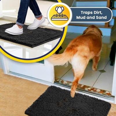 Show full view: Muddy Mat Highly Absorbent Chenille Dog Door Mat Charcoal, 24 x 35-in slide 7 of 9