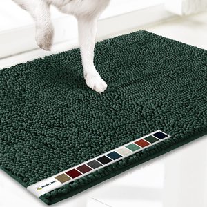Muddy Mat Highly Absorbent Chenille Dog Door Mat Dark Green, 24 x 35-in