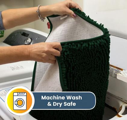 Show full view: Muddy Mat Highly Absorbent Chenille Dog Door Mat Dark Green, 24 x 35-in slide 6 of 9