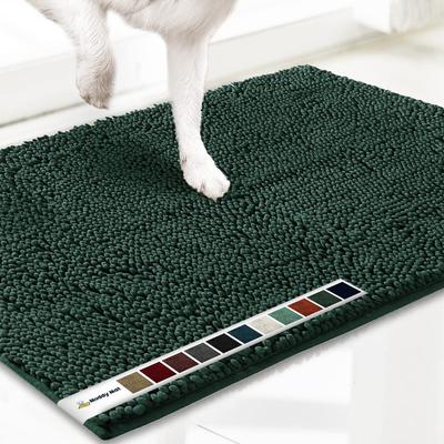Show full view: Muddy Mat Highly Absorbent Chenille Dog Door Mat Dark Green, 24 x 60-in slide 1 of 9