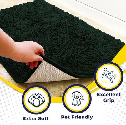 Show full view: Muddy Mat Highly Absorbent Chenille Dog Door Mat Dark Green, 24 x 60-in slide 2 of 9