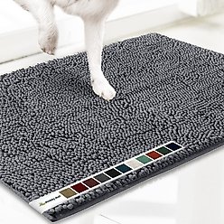 Muddy Mat Highly Absorbent Chenille Dog Door Mat, Grey, 24 x 35-in