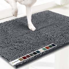 Muddy Mat Highly Absorbent Chenille Dog Door Mat, Grey, 24 x 35-in