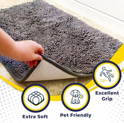 Show full view: Muddy Mat Highly Absorbent Chenille Dog Door Mat, Grey, 18 x 28-in slide 2 of 9