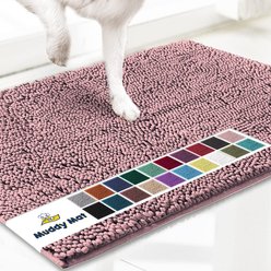 Muddy Mat Highly Absorbent Chenille Dog Door Mat Light Pink, 24 x 60-in