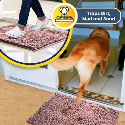 Show full view: Muddy Mat Highly Absorbent Chenille Dog Door Mat Light Pink, 24 x 60-in slide 6 of 8