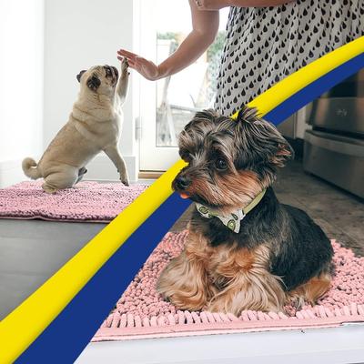 Show full view: Muddy Mat Highly Absorbent Chenille Dog Door Mat Light Pink, 24 x 60-in slide 5 of 8