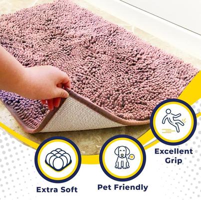 Show full view: Muddy Mat Highly Absorbent Chenille Dog Door Mat Light Pink, 24 x 60-in slide 2 of 8
