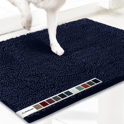 Muddy Mat Highly Absorbent Chenille Dog Door Mat Navy Blue, 24 x 96-in