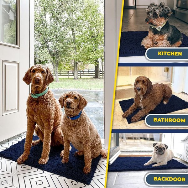 Show full view: Muddy Mat Highly Absorbent Chenille Dog Door Mat Navy Blue, 18 x 28-in slide 7 of 9