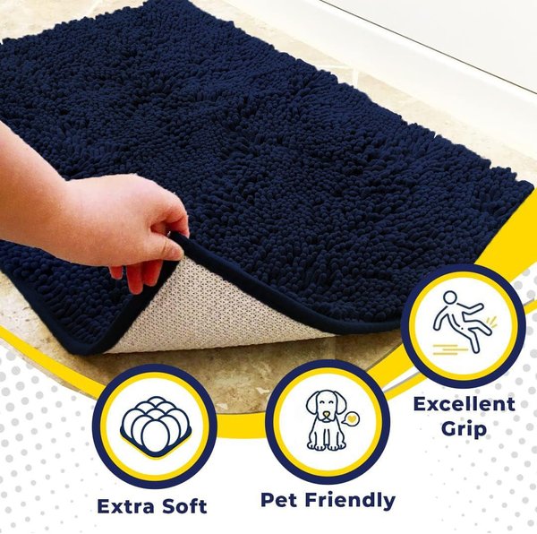 Show full view: Muddy Mat Highly Absorbent Chenille Dog Door Mat Navy Blue, 18 x 28-in slide 2 of 9