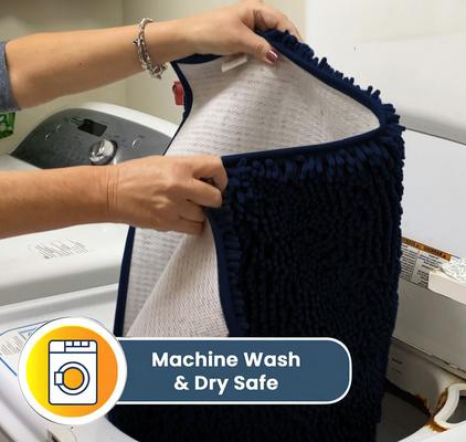 Show full view: Muddy Mat Highly Absorbent Chenille Dog Door Mat Navy Blue, 18 x 28-in slide 6 of 10