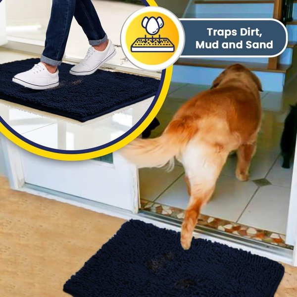 Show full view: Muddy Mat Highly Absorbent Chenille Dog Door Mat Navy Blue, 18 x 28-in slide 6 of 9