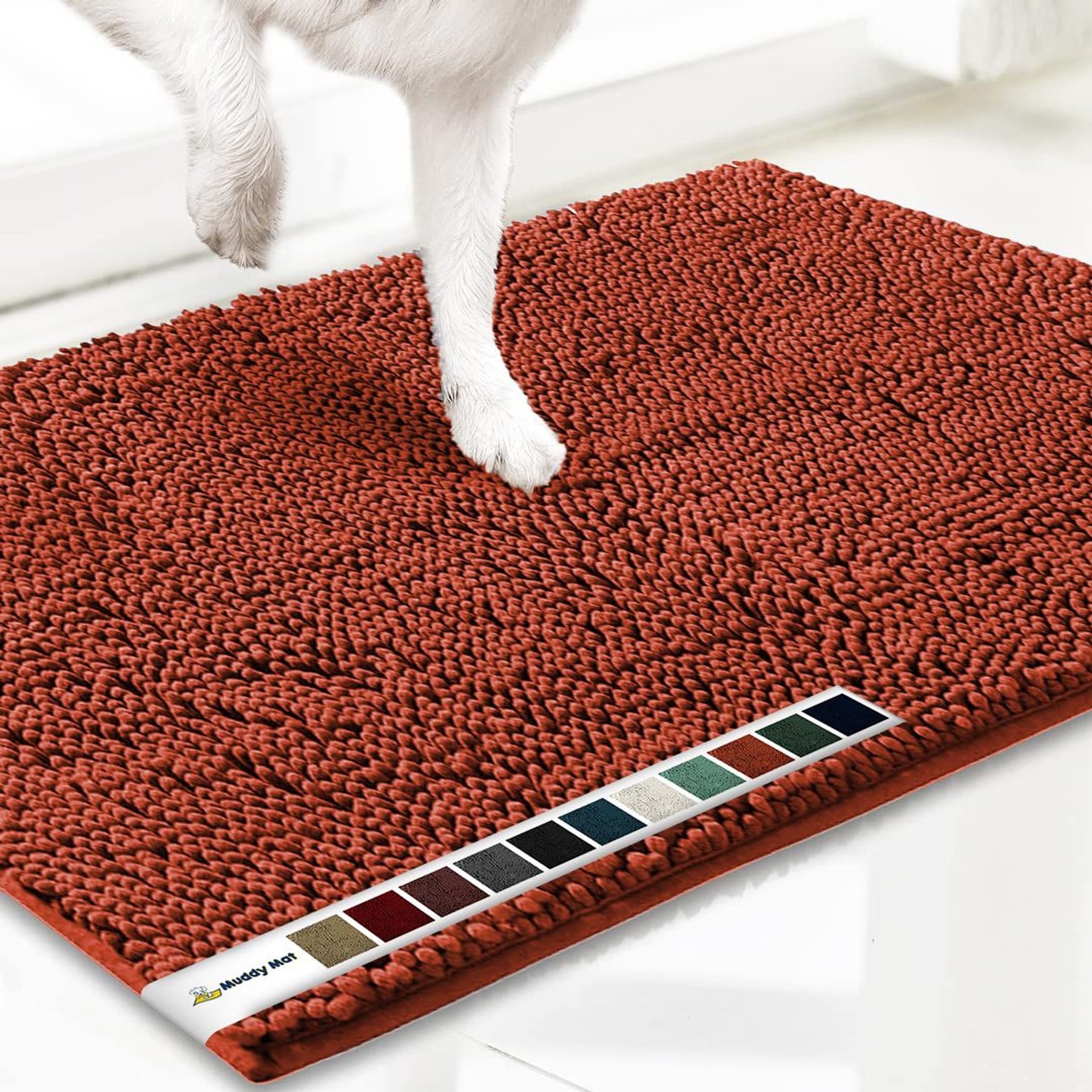 Muddy Mat Highly Absorbent Chenille Runner / Hallway Rug, Orange, 24 x 60-in