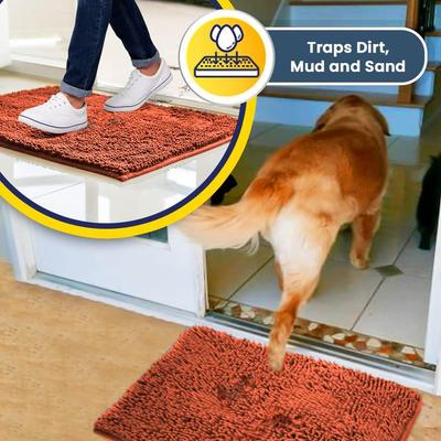 Show full view: Muddy Mat Highly Absorbent Chenille Dog Door Mat, Orange, 24 x 60-in slide 5 of 9