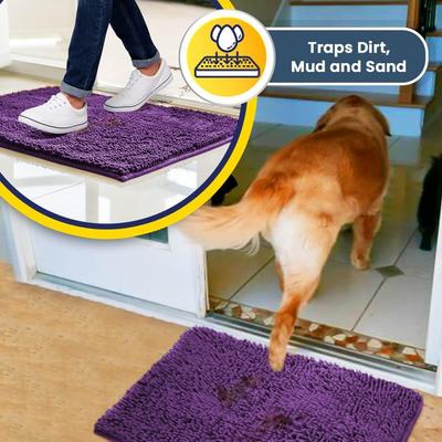 Show full view: Muddy Mat Highly Absorbent Chenille Dog Door Mat Purple, 24 x 35-in slide 6 of 8