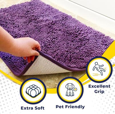 Show full view: Muddy Mat Highly Absorbent Chenille Dog Door Mat Purple, 24 x 35-in slide 2 of 8