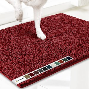 Muddy Mat Highly Absorbent Chenille Dog Door Mat, Red, 19 x 30-in