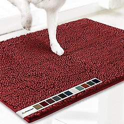 Muddy Mat Highly Absorbent Chenille Dog Door Mat, Red, 18 x 28-in