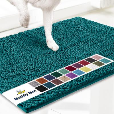 Show full view: Muddy Mat Highly Absorbent Chenille Dog Door Mat Teal, 24 x 60-in slide 1 of 8