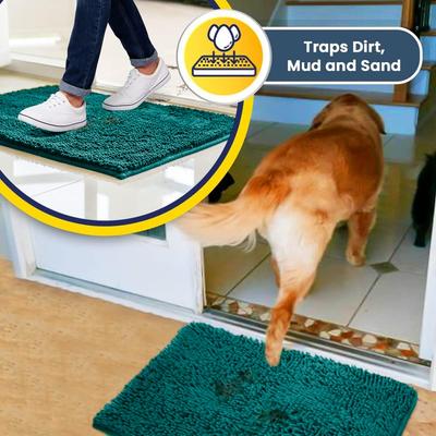 Show full view: Muddy Mat Highly Absorbent Chenille Dog Door Mat Teal, 24 x 60-in slide 6 of 8