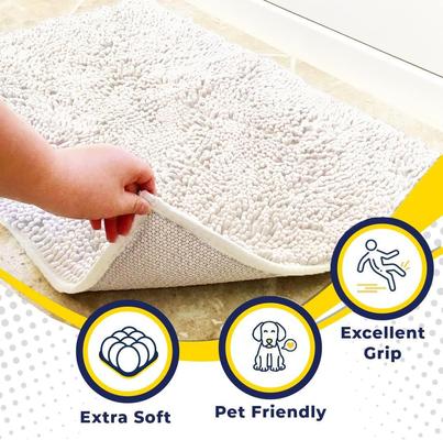 Show full view: Muddy Mat Highly Absorbent Chenille Dog Door Mat, White, 19 x 30-in slide 2 of 9