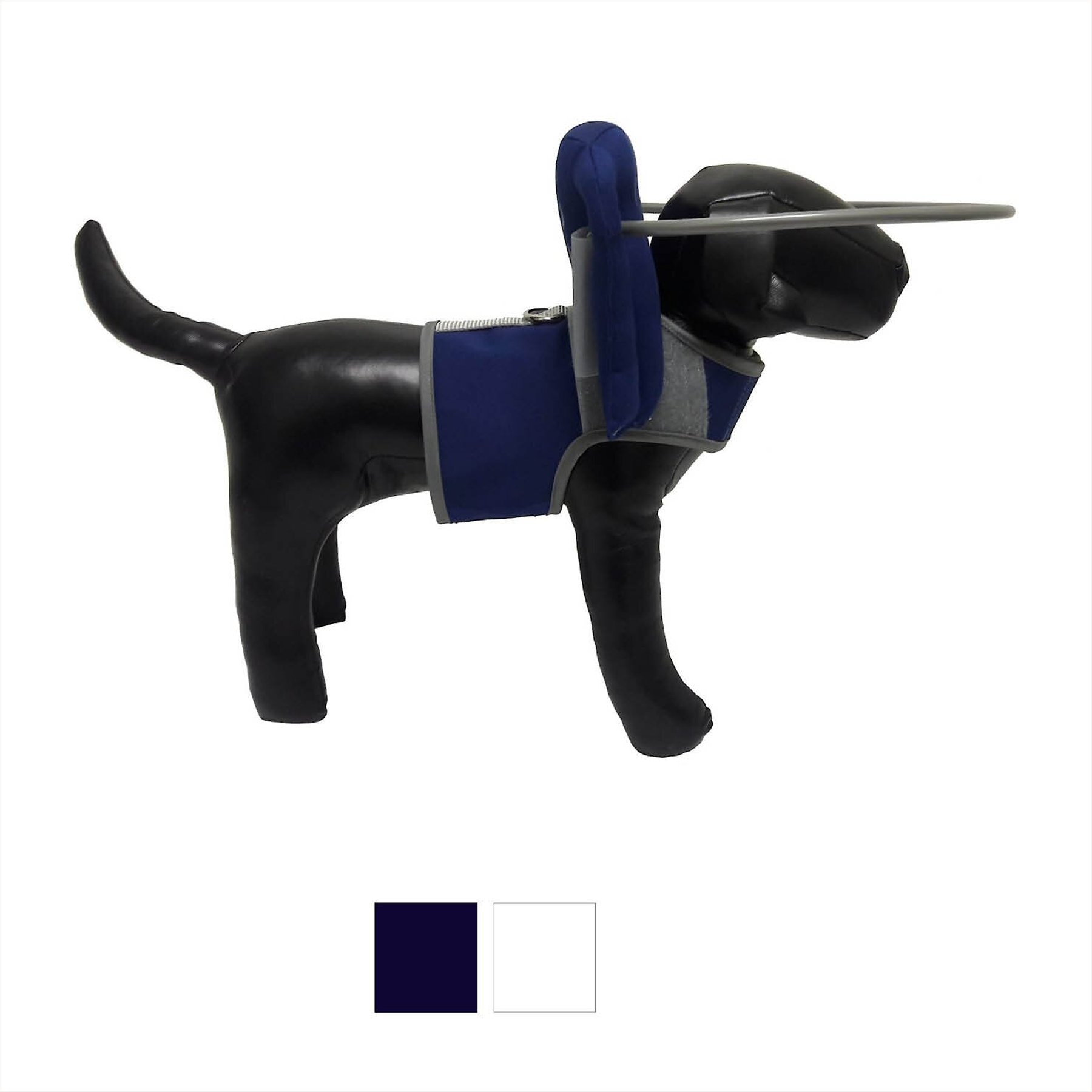 Muffin's Halo For Blind Dogs Safe Navigation & Confidence Harness & Bumper Dog Collar Accessory, Blue, Small