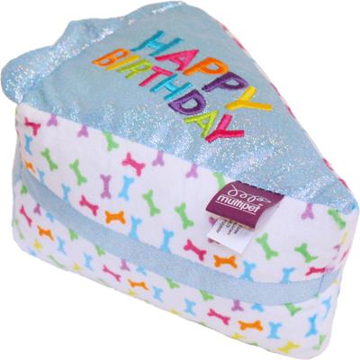 Show full view: Multipet Birthday Cake Slice Squeaky Plush Dog Toy, Blue, 6.5-in slide 1 of 4