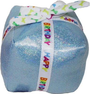 Show full view: Multipet Birthday Present Squeaky Plush Dog Toy, 4.5-in, Blue slide 1 of 3