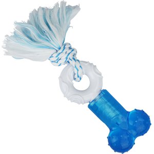 Multipet Canine Clean Mint Bone Rope Tough Dog Chew Toy, Blue