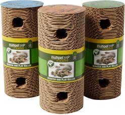 Multipet Cardboard Scratcher Roller Cat Toy with Catnip, 1 count, Color Varies