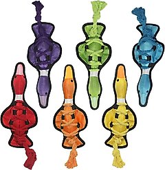 Multipet Cross-Ropes Squeaky Plush Duck Dog Toy, Color Varies, 1 count